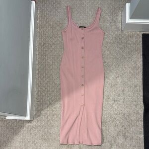 Lulu's Blush Button-Down Midi Dress
